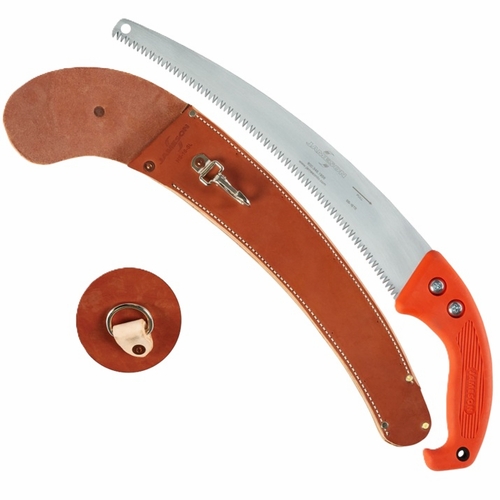JAMESON HS-16TE-OS 16 INCHES  HAND SAW, BARRACUDA TRI-CUT BLADE, ORANGE, LEATHER SCABBARD
