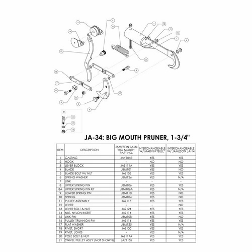 JAMESON JBM110 JA-34, LOWER SPRING PIN
