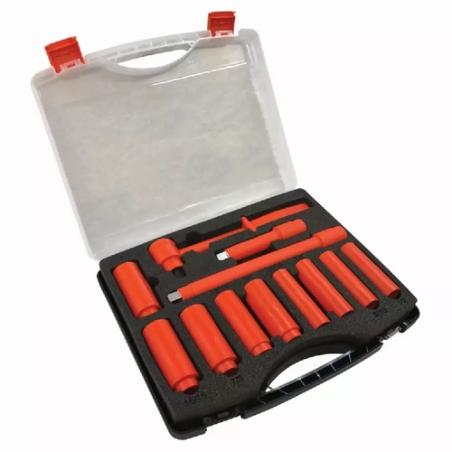 JAMESON JT-KT-00023 1000V INSULATED DEEP SOCKET SET, 1/2 INCH DRIVE, 12-PIECE 810841031190