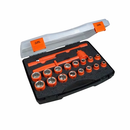 JAMESON JT-KT-03095 1000V INSULATED COMBINATION SOCKET SET, 1/2 INCH DRIVE, 19-PIECE 810841031275