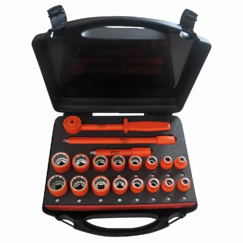 Jameson Jt-Kt-03095 1000V Insulated Combination Socket Set, 1/2 Inches  Drive, 19-Piece 810841031275