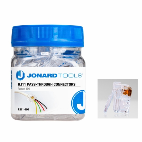 Jonard Rj11-100 Rj11 Pass-Through Connectors (Pack Of 100) Upc 810053351109
