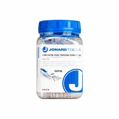 JONARD RJ45-5100 RJ45 Cat5/5E Pass-Through Connectors, 100 Pcs In Jar 811490018150
