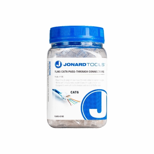 JONARD  RJ45-6100 RJ45 Cat6 Pass-Through Connectors, 100 Pcs In Jar 811490018075