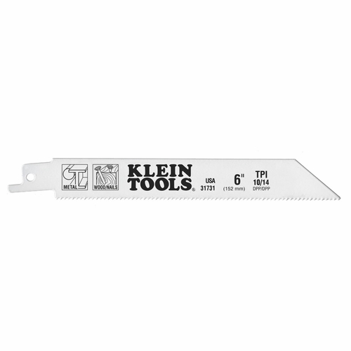 Klein 31731 6-Inch Reciprocating Saw Blades, 10/14 Tpi, 5-Pack 092644691119 New