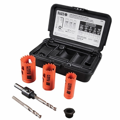 Klein 32905 Electricians Hole Saw Kit With Arbor 3-Piece 092644691133 New