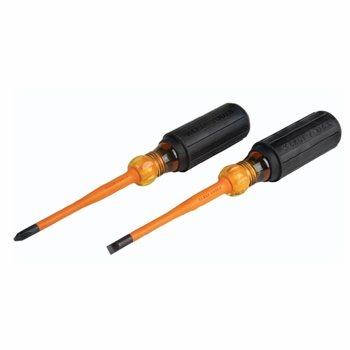 KLEIN 33732INS Screwdriver Set, Slim-Tip Insulated Phillips and Cabinet Tips, 2-Piece 092644328107 N
