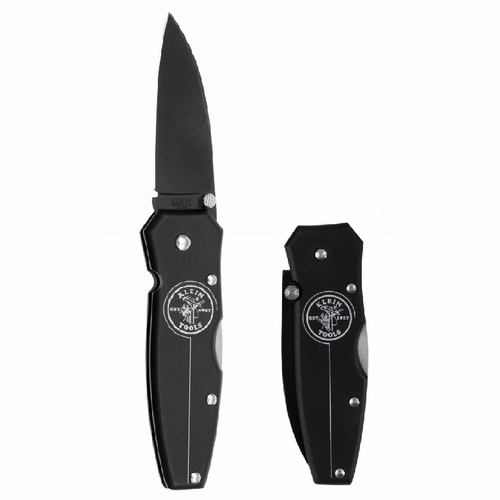 KLEIN 44000BLK Pocket Knife, Lockback, Black Aluminum, 2-1/4 inch SS Drop Point Blade 44010-6 NEW