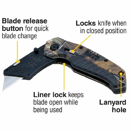 Klein 44135  Folding Utility Knife, Camo, Assisted-Open 44135-6 New
