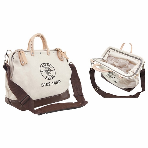 KLEIN 5102-14SP Deluxe Tool Bag, Canvas, 10 Pockets, 14-Inch 20282-7 NEW