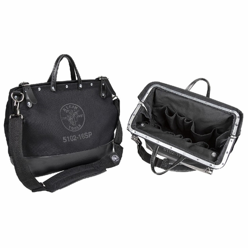 KLEIN 510216SPBLK Deluxe Tool Bag, Black Canvas, 13 Pockets, 16-Inch 092644200298 NEW