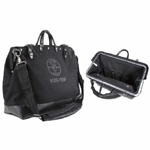 KLEIN 510218SPBLK Deluxe Tool Bag, Black Canvas, 13 Pockets, 18-Inch 092644200311 NEW