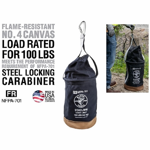 Klein 5104Clrfr  Canvas Bucket, Flame-Resistant, Top Closing, 12-Inch  092644610080 New