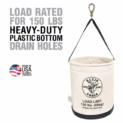 KLEIN 5109SLR Canvas Bucket, All-Purpose with Drain Holes, 12-Inch 62004-1 NEW