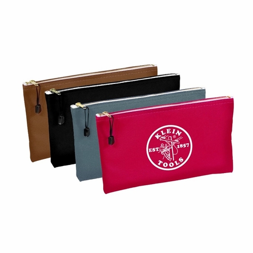 KLEIN 5141 Zipper Bags, Canvas Tool Pouches Brown/Black/Gray/Red, 4-Pack 20011-3 NEW