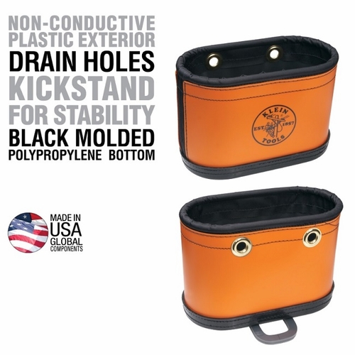 KLEIN 5144BHB Hard-Body Bucket, 15 Pocket Oval Bucket with Kickstand 62131-4 NEW