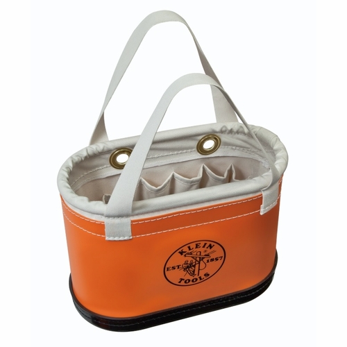 KLEIN 5144BHHB Hard-Body Bucket, 14-Pocket Oval Bucket, Orange/White 092644621321 NEW