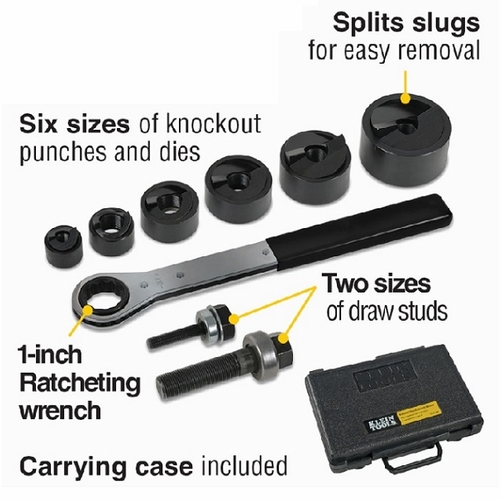 Klein 53732Sen Knockout Punch Set With Wrench 53750-9 New