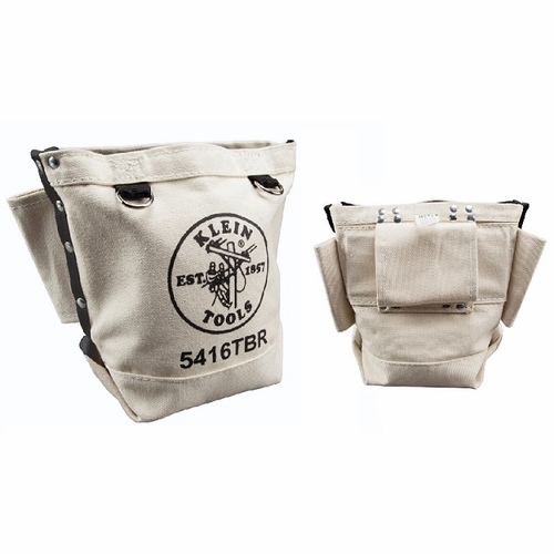 Klein 5416Tbr Tool Pouch, Bolt Retention Pouch, Canvas, Tunnel Connect, 5X10X9-Inch 092644556371 New
