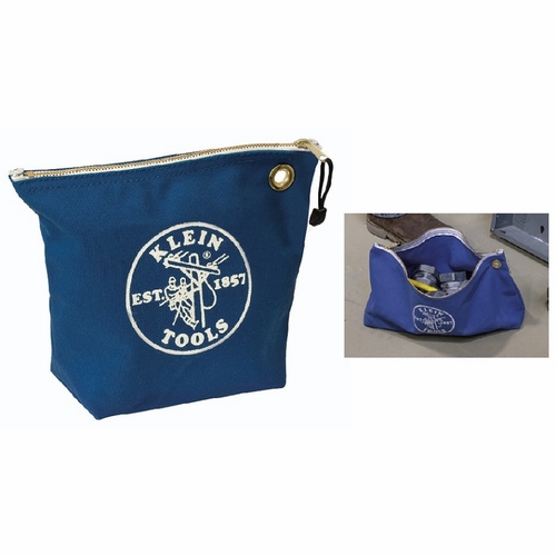 Klein 5539Blu  Zipper Bag, Canvas Consumables Tool Pouch, Blue  55261-8 New