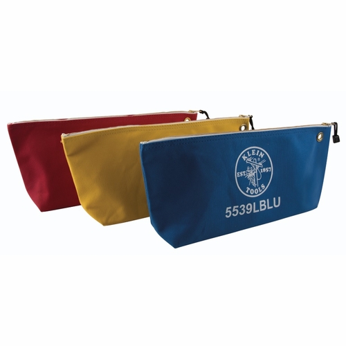 KLEIN 5539LCPAK Zipper Bags, Large Canvas Tool Pouches, Assorted Colors, 3-Pack 092644559303 NEW