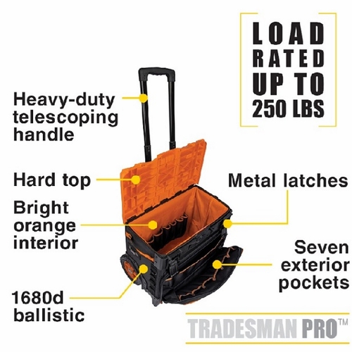 Klein 55473Rtb Tradesman Pro Tool Master Rolling Tool Bag, 19 Pockets, 22-Inch 092644554735 New