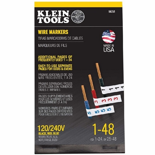 KLEIN 56251 Wire Marker Book 120/240V 3 Phase 1-48 092644562518 NEW