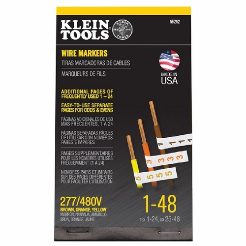 Klein 56252 Wire Marker Book 277/480V 3 Phase 1-48  092644562525 New