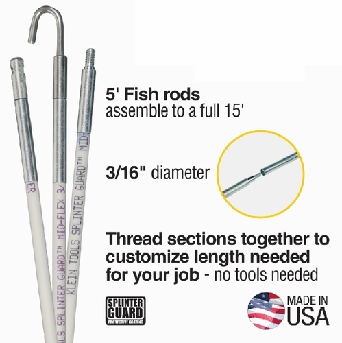 Klein 56415 Mid-Flex Glow Rod Set, 15-Foot 092644564154 New