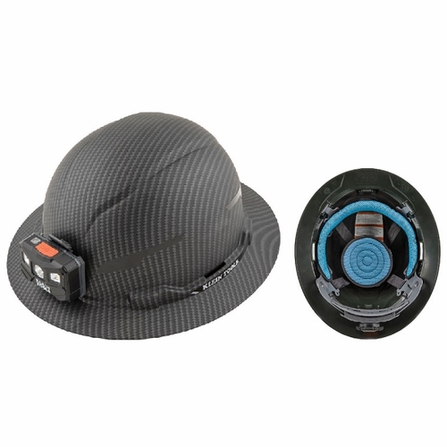 KLEIN 60346 Hard Hat, Premium KARBN&trade; Pattern, Non-Vented Full Brim, Class E, Lamp 092644603464 NEW