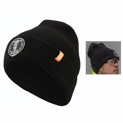 Klein 60388  Heavy Knit Hat, Black, Vintage Patch Logo 092644603884 New