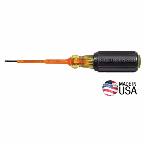 KLEIN 607-3-INS Screwdriver, 3 inch Shank, 3/32 inch Cabinet Tip, Insulated 32000-2 NEW