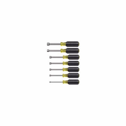 KLEIN 631M 7-Piece Nut Driver Set- 3 foot  foot  Hollow Shanks, Magnetic Tips 65214-1