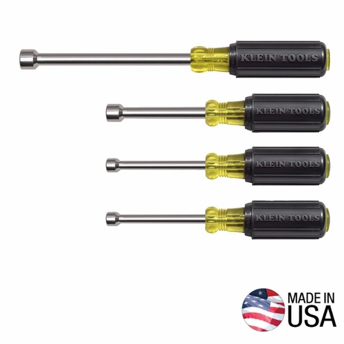 KLEIN 633 4-Piece Nut Driver Set 3-Inch Shafts, Cushion-Grip™, 65000-0 NEW