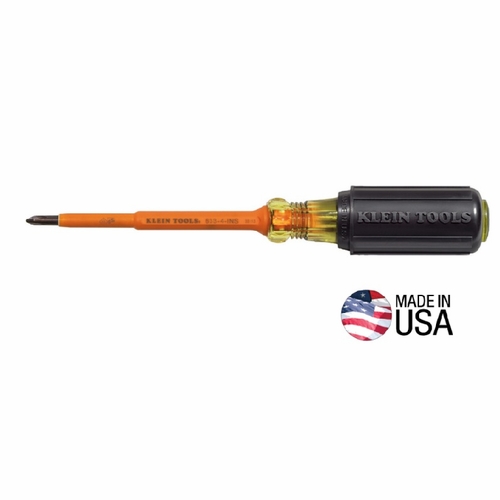 Klein 6334Ins Insulated Screwdriver, Number 1 Phillips, 4-Inch Round Shank 85333-3