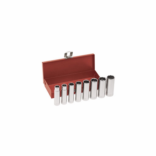 KLEIN 65514 8-Piece 1/2-Inch Drive, Deep-Socket Wrench Set 65514-2