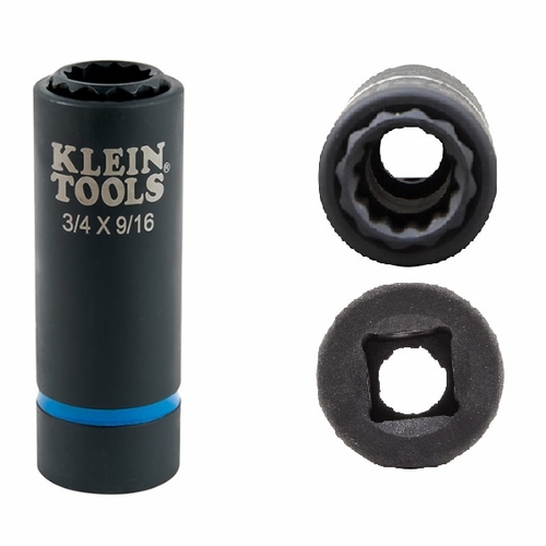 Klein 66001 2-In-1 Impact Socket, 12-Point, 3/4 And 9/16-Inch 092644650468 New