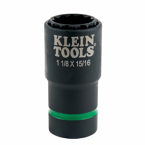 KLEIN 66016 2-in-1 Impact Socket, 12-Point, 1-1/8 and 15/16-Inch 092644650543 NEW