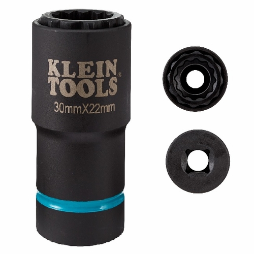 KLEIN 66053E 2-in-1 Metric Impact Socket, 12-Point, 30 x 22 mm 092644650789 NEW