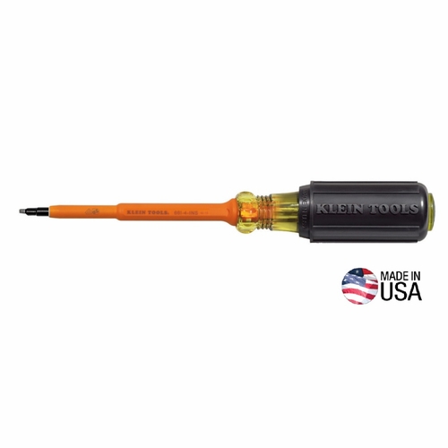 Klein 661-4-Ins  Insulated Screwdriver, No.1 Square, 4-Inch Round Shank 092644853364 New