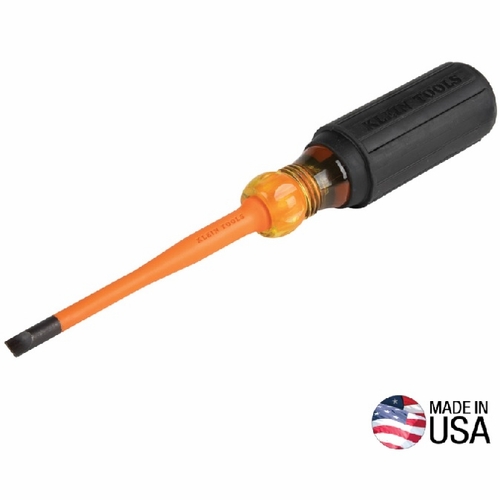 KLEIN 6924INS Slim-Tip Insulated Screwdriver, 1/4-Inch Cabinet, 4-Inch Shank 092644328121 NEW