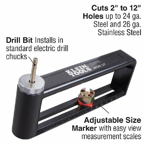Klein 89552 Hole Cutter For Duct And Sheet Metal, 2 To 12-Inch 092644690792 New