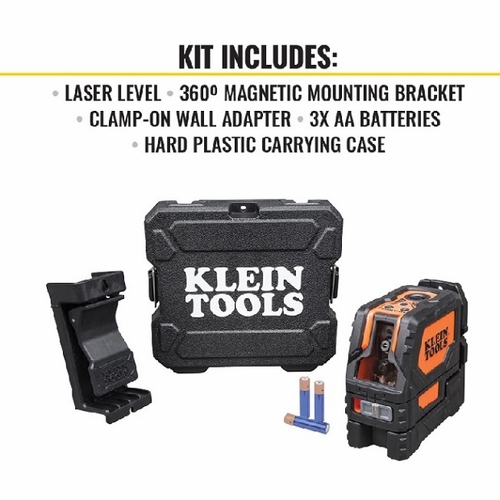 Klein 93Lcls Laser Level, Self-Leveling Red Cross-Line Level, Red Plumb Spot 092644930027 New