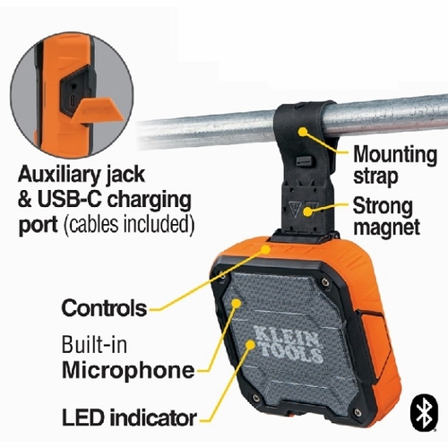 Klein Aepjs2 Bluetooth Speaker With Magnetic Strap 092644291135 New