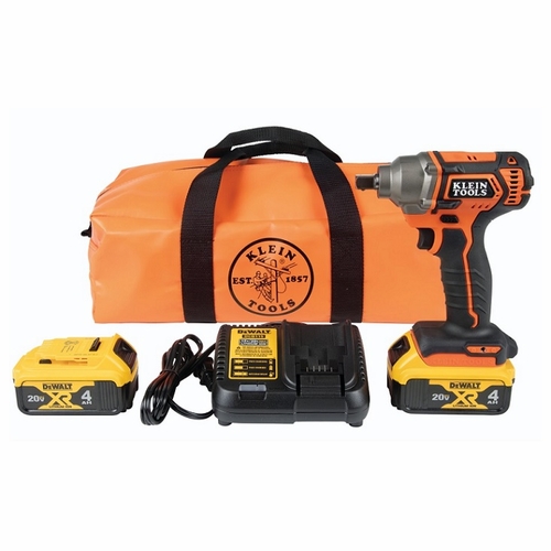 KLEIN BAT20CW1 Battery-Operated Compact Impact Wrench, 1/2-Inch Detent Pin, Full Kit 0-9264461018-9