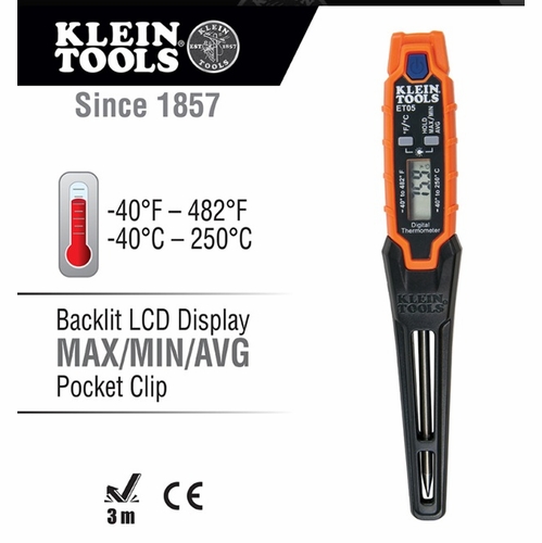 KLEIN ET05 Digital Pocket Thermometer 0-9264469060-0 NEW