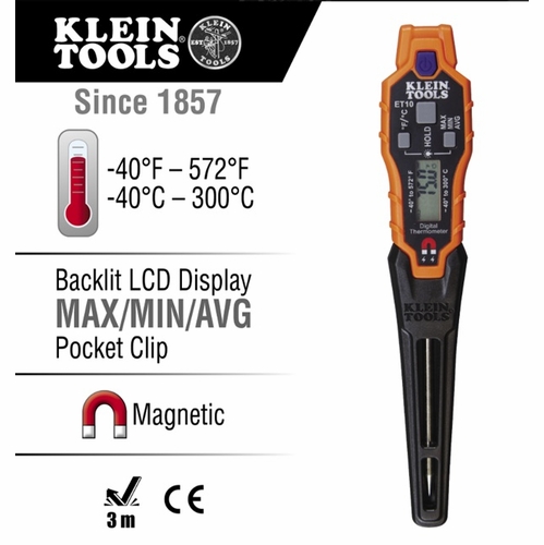 Klein Et10 Magnetic Digital Pocket Thermometer 0-9264469145-4