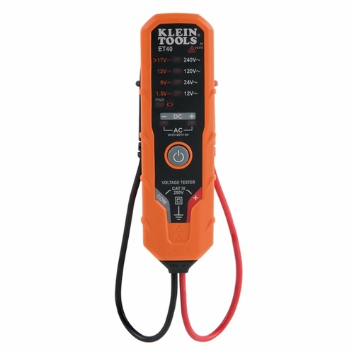 Klein  Et40 Electronic Ac/Dc Voltage Tester 12 To 240V Ac, 1.5 To 24V Dc   0-9264469183-6