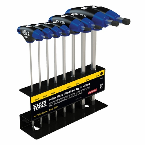 KLEIN JTH68M Hex Key Set, Metric, Journeyman™ T-Handle, 6-Inch with Stand, 8-Piece 092644337628