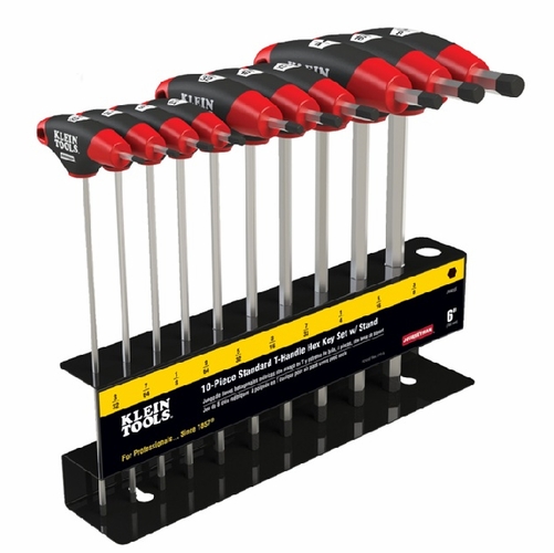 KLEIN JTH910E  Hex Key Set, SAE, T-Handle, 9-Inch with Stand, 10-Piece  092644337611